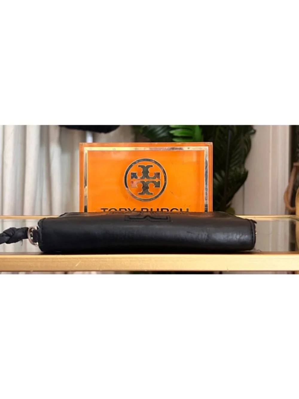 Authentic Tory Burch Black Leather Harper Cell Phone Wallet